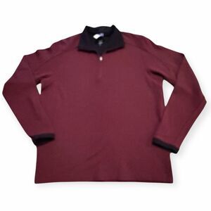 IBEX Men’s Burgundy Merino Wool Quarter Zip Sweater Size Large